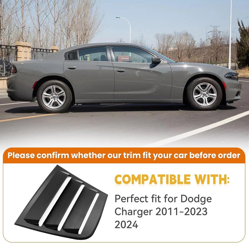 TENGBASE for Dodge Charger 2011-2023 2024 Side Window Shades Cover Blinds, Dodge Charger Window Louver ABS Black (2Pack) - Image 5